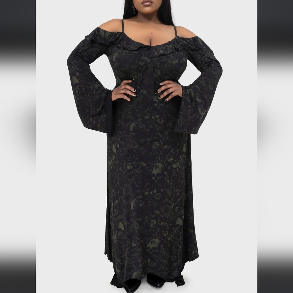 Killstar Black Gothic Floral Dress - Picture 8 of 9